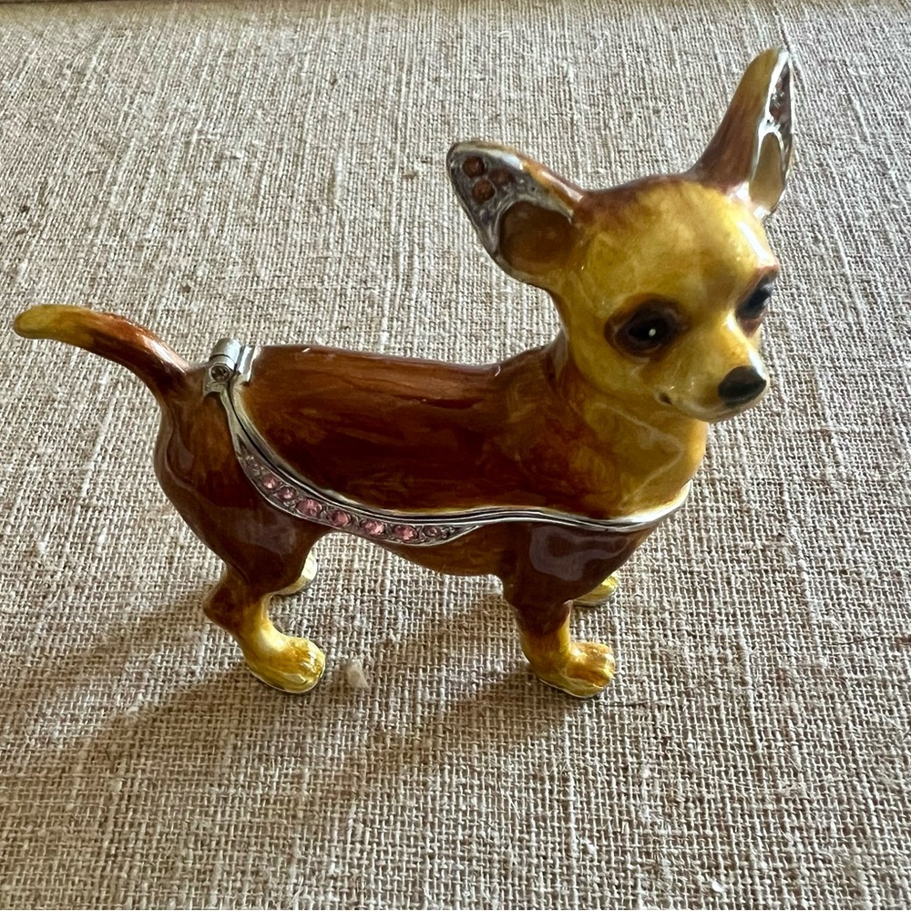 Brown and Yellow Chihuahua Dog Figurine box